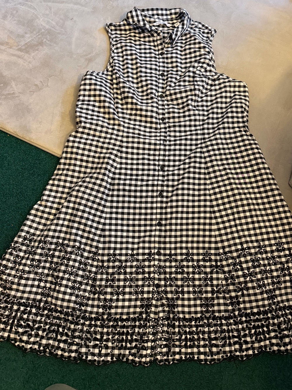 Issac Mizrahi Black and White Gingham Button-Front Dress